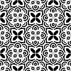 Black and white abstract patterns.Seamless monochrome repeating pattern for web page, textures, card, poster, fabric, textile.