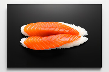 sushi on black background