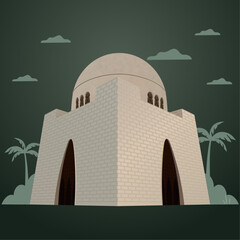 Proudly Pakistani: Vector Illustration of the Iconic Tomb of Quaid-e-Azam Muhammad Ali Jinnah