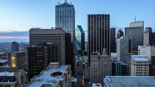 Dallas from a Unique Perspective:The skyline of Dallas is constantly evolving, with new buildings and structures being added to the city's downtown area. From the modern glass towers of the Arts Distr
