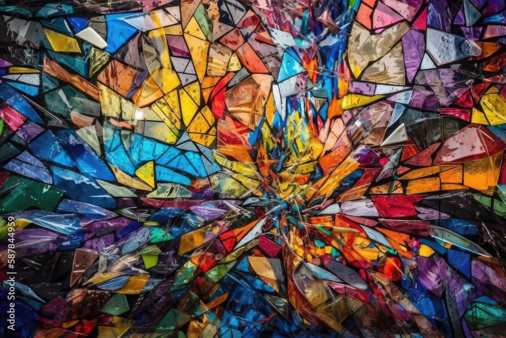 Wall mural vibrant and intricate stained glass artwork. generative ai