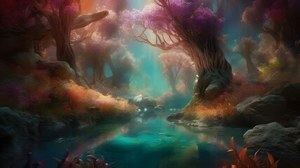 Step into a world of enchantment and wonder with a stunning, hyper-realistic image of nature that captures the essence of its magical beauty. Created using generative AI. 