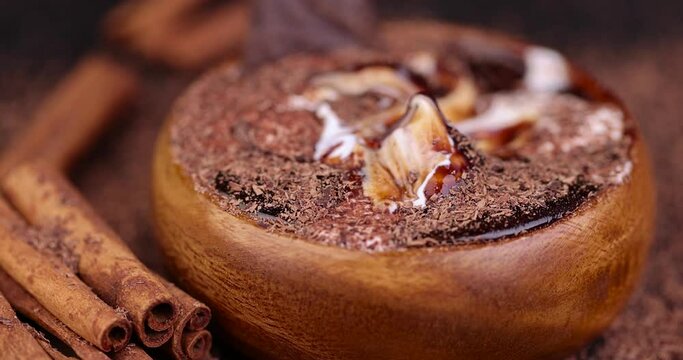 Fresh delicious yogurt with chocolate flavor, cow's milk yogurt with chocolate flavor