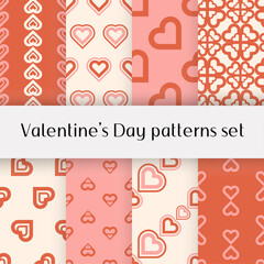 Valentine's Day hearts love pattern set №4 (vector)