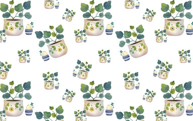 Seamless pattern with flowers and leaves. Hand drawn background. floral pattern for wallpaper or fabric. Flower rose. Botanic Tile. Transparent Background. Generative AI