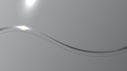 Abstract silver ribbon and lighting effect on gray background.