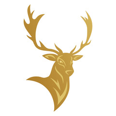 Deer Gold Head Golden Stag Logo Design Mascot Vector Illustration Icon