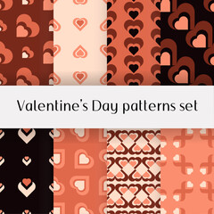 Valentine's Day hearts love pattern set №9 (vector)