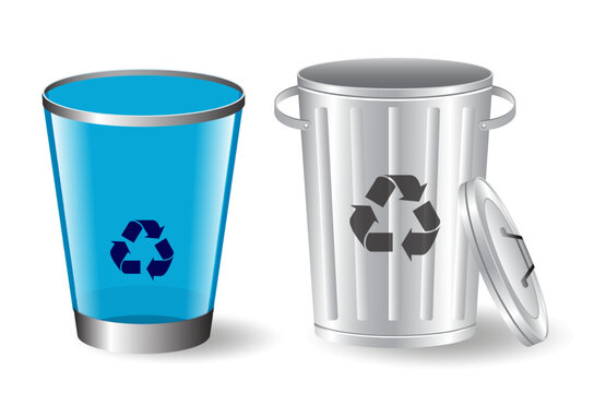 Set of realistic colorful trash bin isolated. eps vector