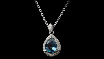 Fototapeta premium Shiny gold necklace with gemstone pendant dangles elegantly generated by AI