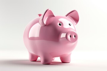 Obraz premium cute pink piggy bank on a white table. Generative AI