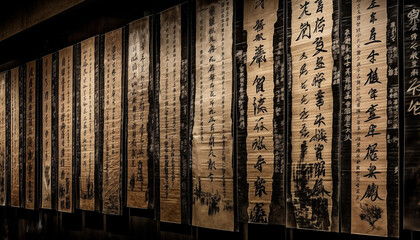 Ancient calligraphy patterns illuminate the spirituality within generated by AI