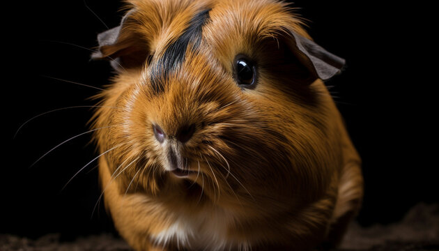 Fluffy young guinea pig curious close up portrait generated by AI