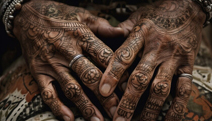 Fototapeta na wymiar Ornate Henna Tattoo highlights Cultural Elegance and Creativity generated by AI