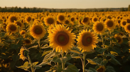 A field of sunflowers. Generative AI.