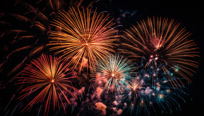 Fototapeta na wymiar An explosive firework display igniting vibrant summer joy generated by AI