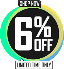 Sale 6% off, discount bubble banner. PNG illustration