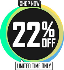 Sale 22% off, discount bubble banner. PNG illustration
