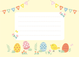 Happy Easter card. Cute easter egg, birds and flowers elements.
Vector illustration for card, banner, invitation, social media post, poster, mobile apps, advertising. 