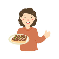 woman selling okonomiyaki
