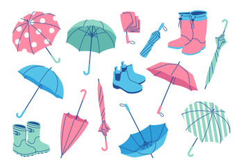 パステルカラーの雨具セット