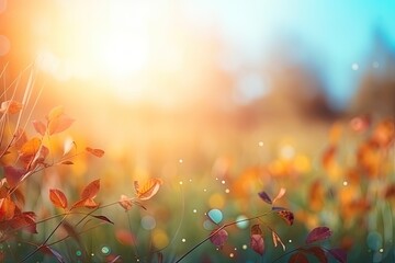 sunlit field of colorful flowers. Generative AI