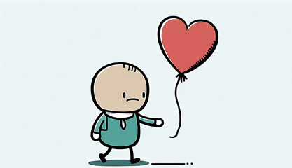A cartoon-style with a cute hand holding a heart balloon using generative art