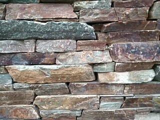 stone brick wall in grays and browns