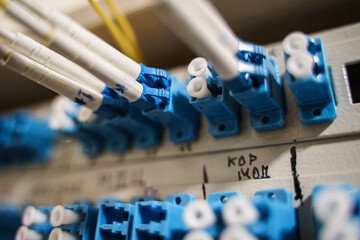 An optical patch panel to which optical patch cords are connected lc lc.