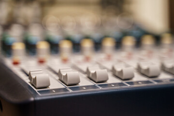 Fototapeta na wymiar Sound analog mixer console.