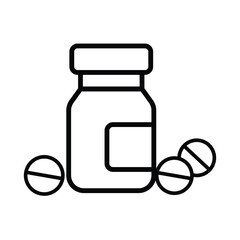 medicine bottle, icon, line, vector, illustration, desing, logo, teplate, flat,style