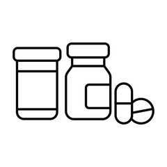 medicine bottle, icon, line, vector, illustration, desing, logo, teplate, flat,style