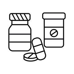 medicine bottle, icon, line, vector, illustration, desing, logo, teplate, flat,style