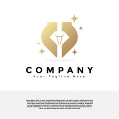 Diamond logo with star sparkles logo creative vector design. Gradient logo premium vector