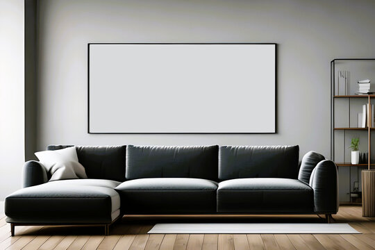blank mockup frame in the living room, elegant style create ny AI generated