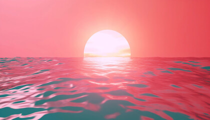 sunset over pink water background