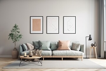 modern living room with minimalist decor and natural light. Generative AI