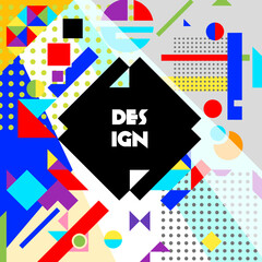 Modern abstract geometric design in Memphis style, vibrant color blocks,playful shapes, and creative layout.Ideal for fashion posters, trendy branding,and youthful promotion