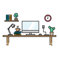 cute icon of designer desk or work place