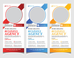 Corporate business marketing roll up banner design and vertical stand banner template.