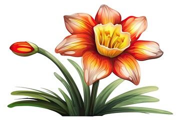 Fototapeta premium colorful flower painting on a blank white background. Generative AI