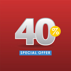 Discount up to 40 Special Offer Vector Template Design Illustration