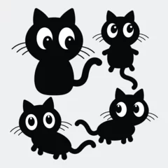 Fotobehang Black kawaii cat vector illustration © sabbir