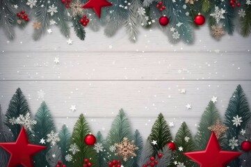 A beautifully decorated Christmas backdrop with pastel copy area. AI-generated images