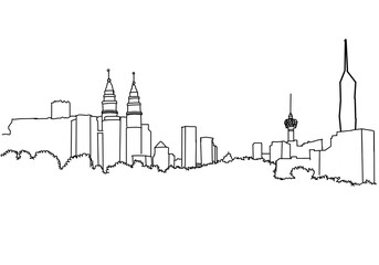 Kuala Lumpur cityscape silhouette illustration