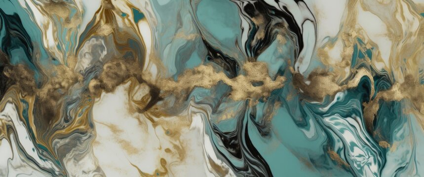 luxury wallpaper. white marble and turquoise abstract background texture. white marbling with natural luxury-style swirls of marble and gold powder.