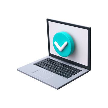 3d notebook with check mark. Accept or approve