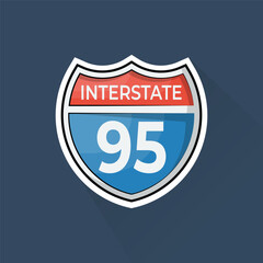Illustration of Interstate Sign in Flat Design