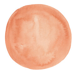 light brown hand drawn watercolor circle. round frame with watercolor paint texture