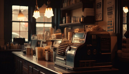 Antique cash register adds nostalgia to store generated by AI